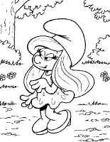 A coloring page of the smurfs